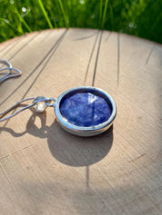Raw Sapphire and Silver Pendant