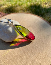 Watermelon Tourmaline Silver Teardrop Pendant (M1)