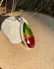 Watermelon Tourmaline Silver Teardrop Pendant (M11)