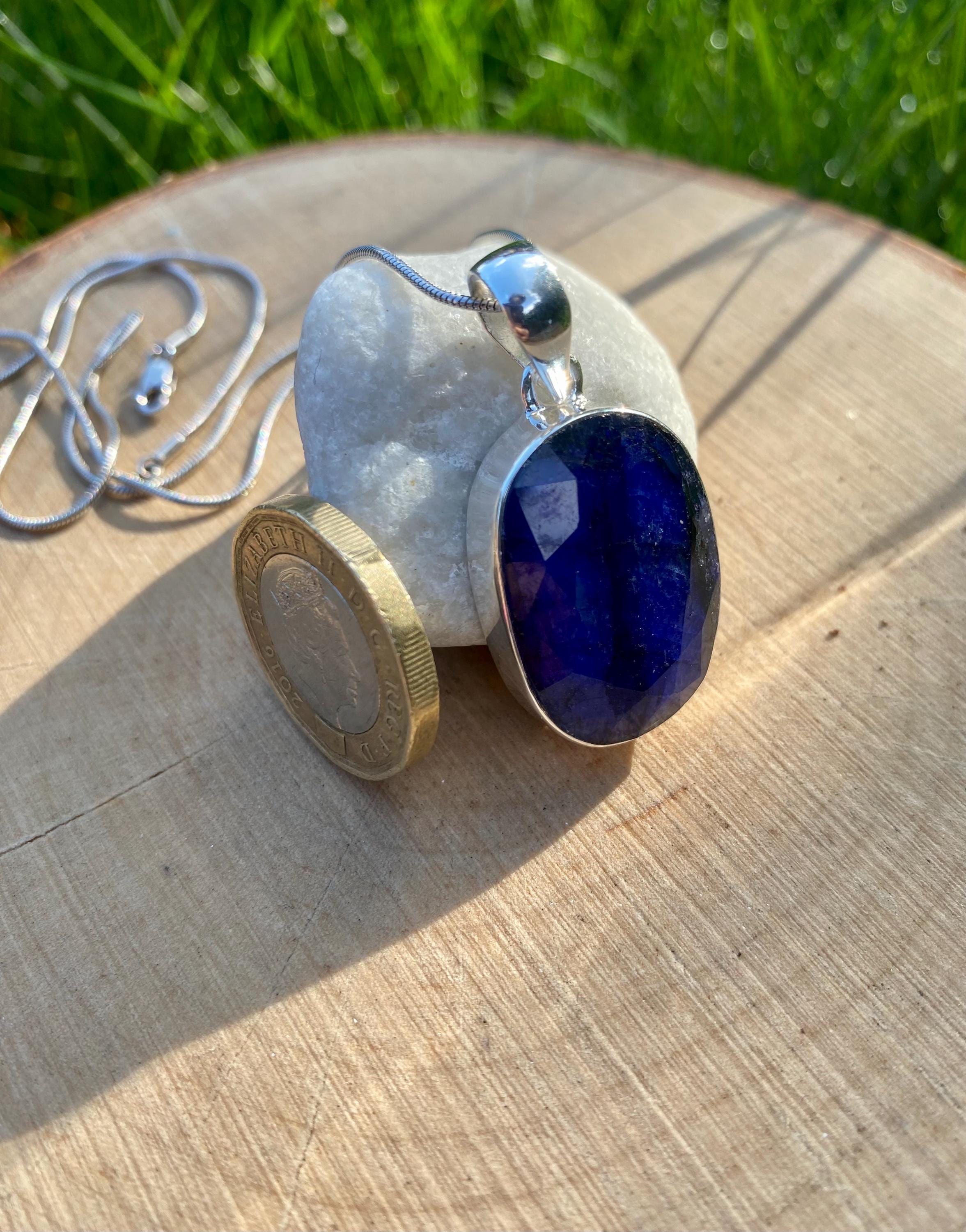 Raw Sapphire and Silver Pendant