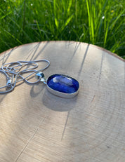 Raw Sapphire and Silver Pendant
