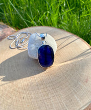 Raw Sapphire and Silver Pendant