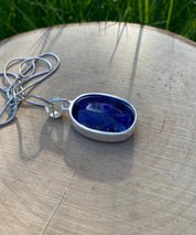 Raw Sapphire and Silver Pendant