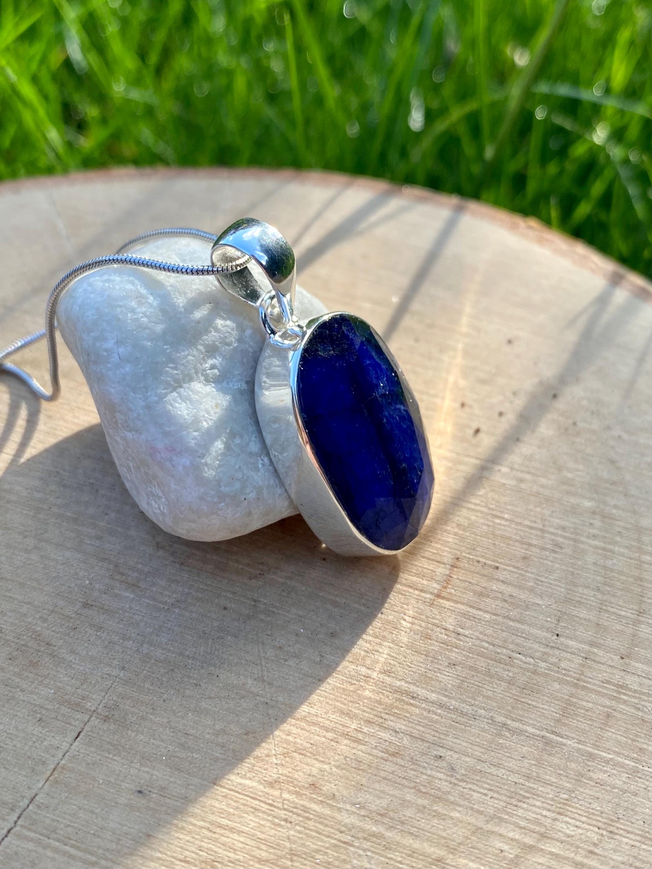Raw Sapphire and Silver Pendant