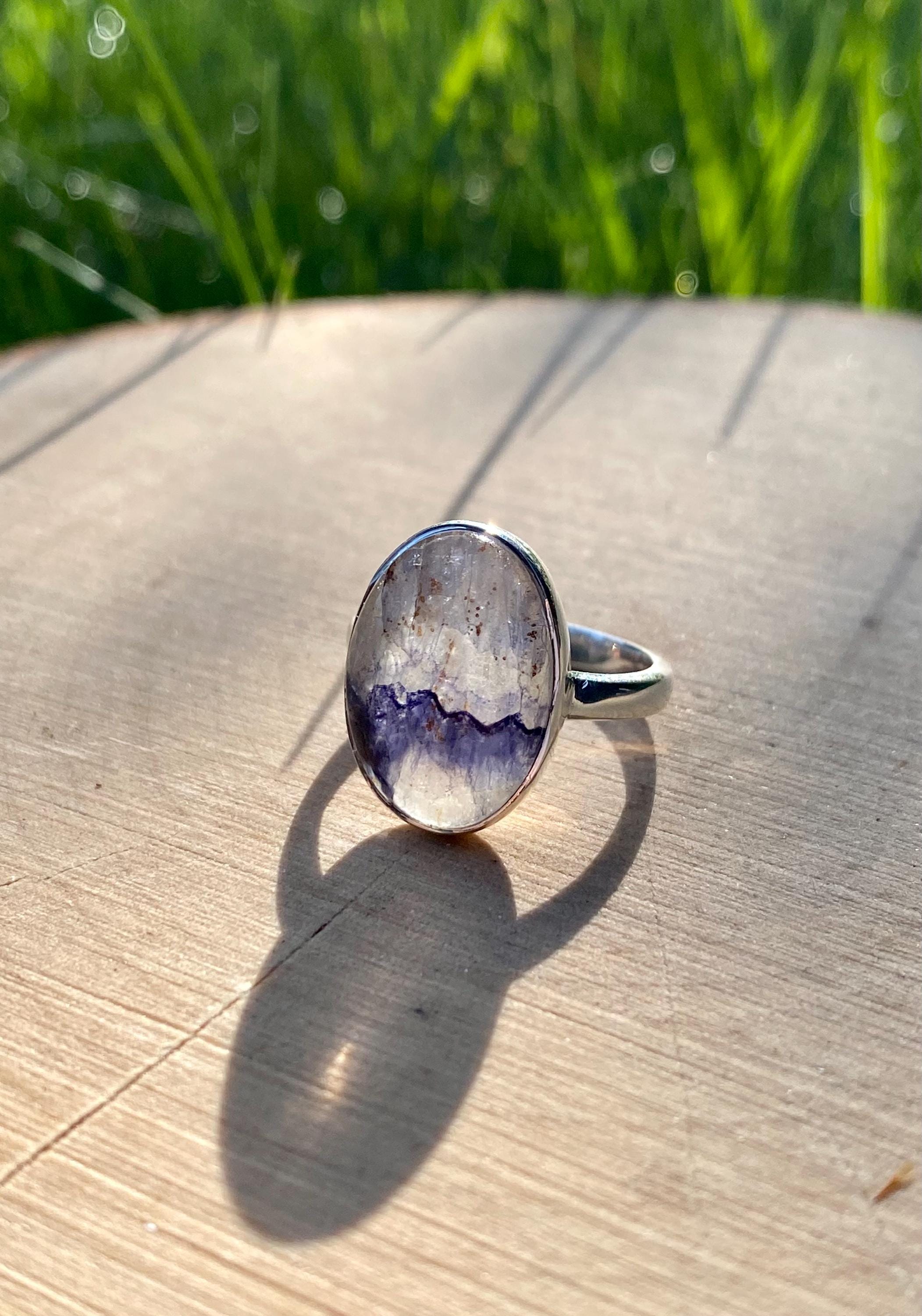 Blue John and Silver Oval Ring - Extremely Rare