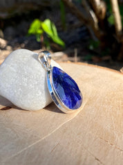 Raw Sapphire and Silver Pendant