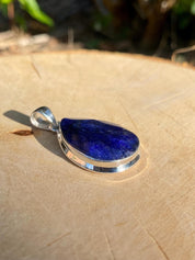 Raw Sapphire and Silver Pendant