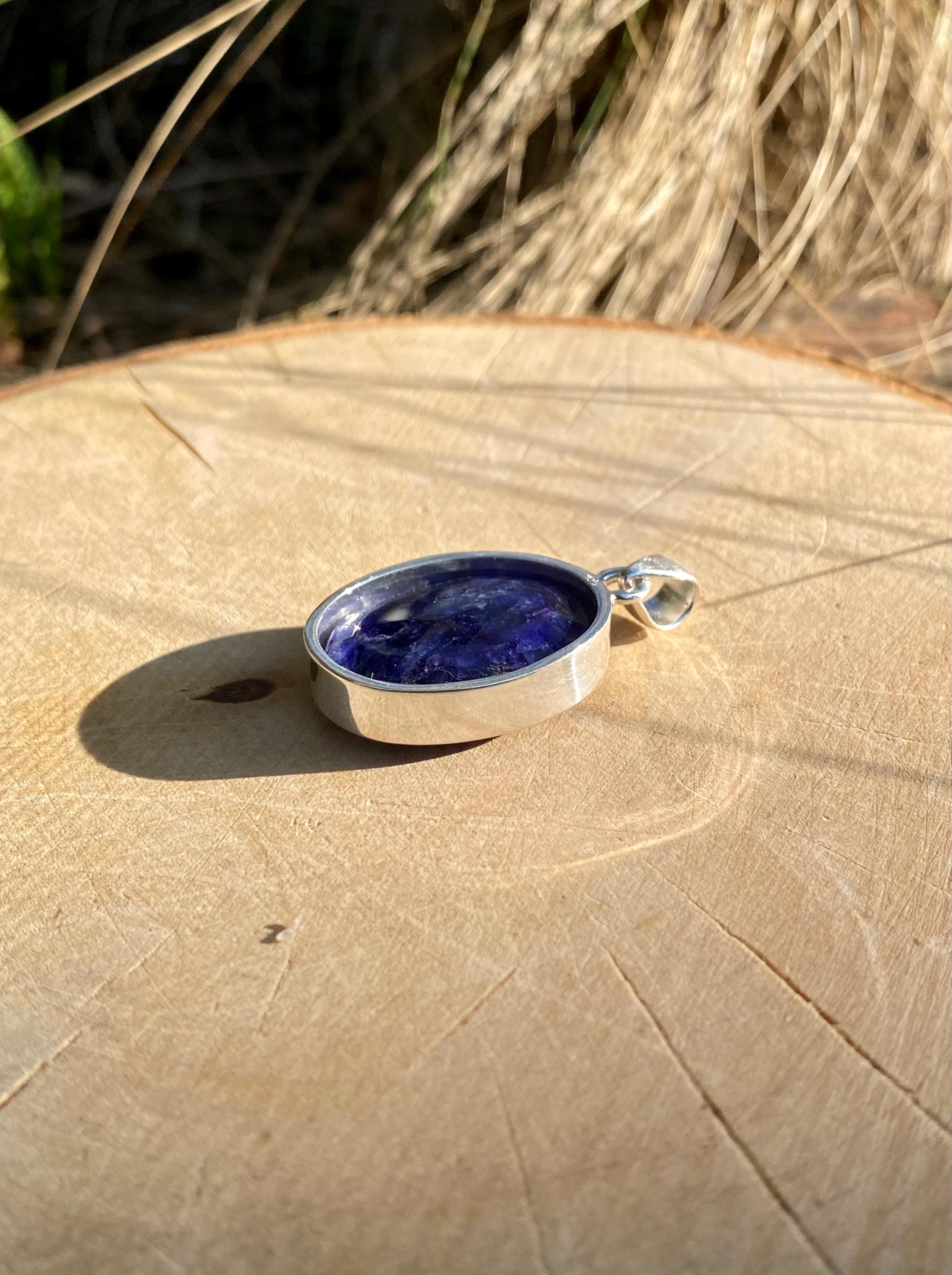 Raw Sapphire and Silver Pendant