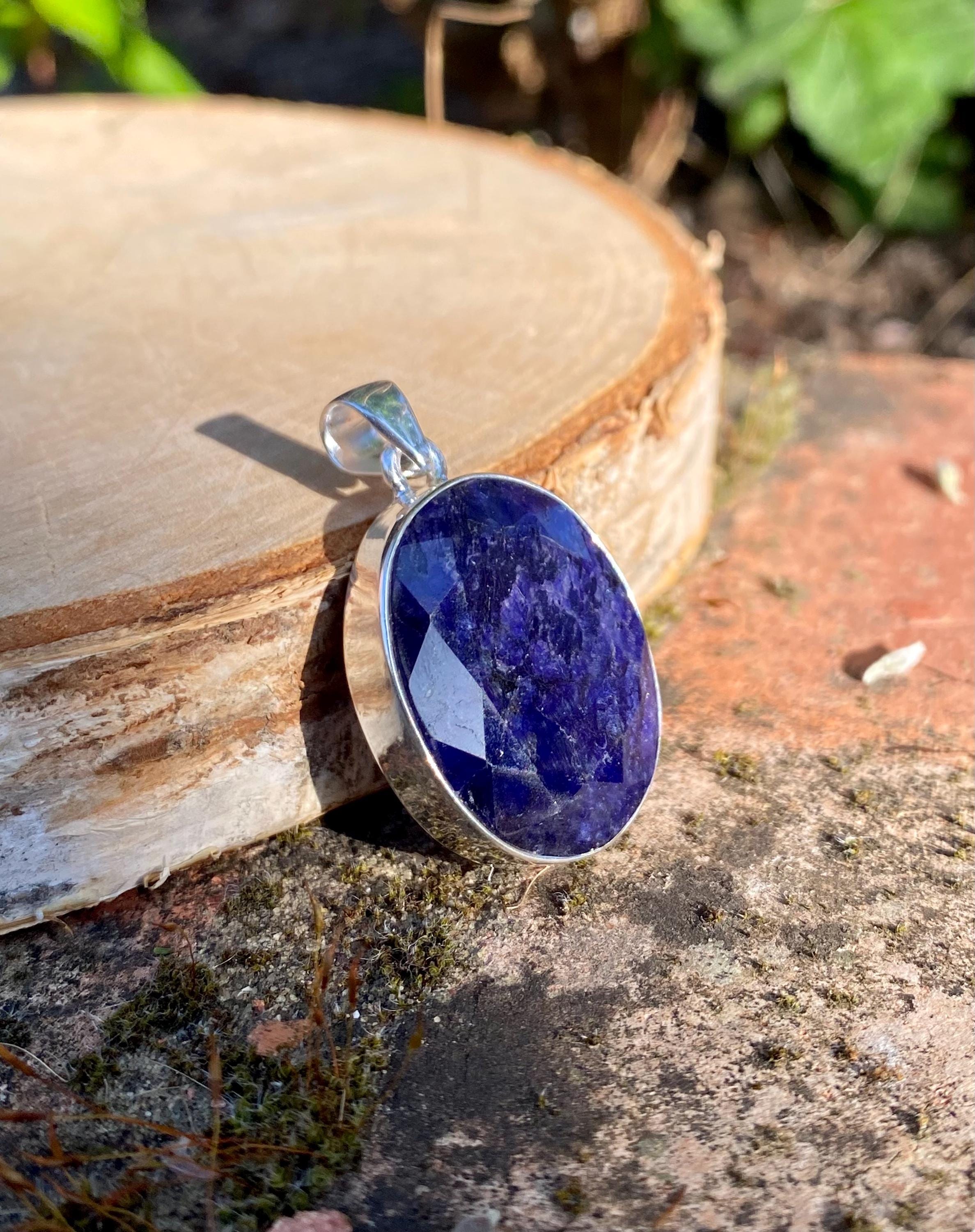 Raw Sapphire and Silver Pendant