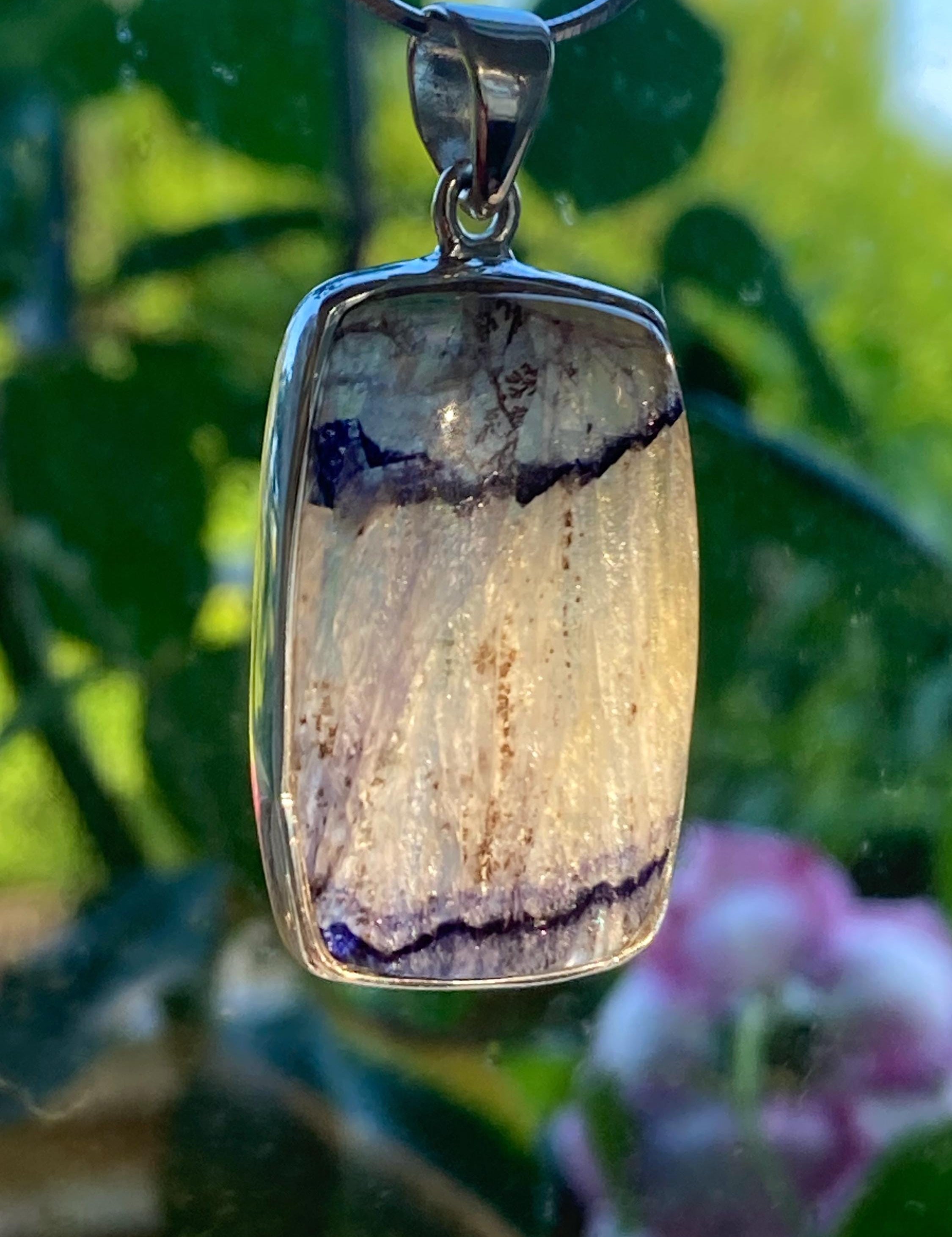 Blue John Sterling Silver Rectangular Pendant