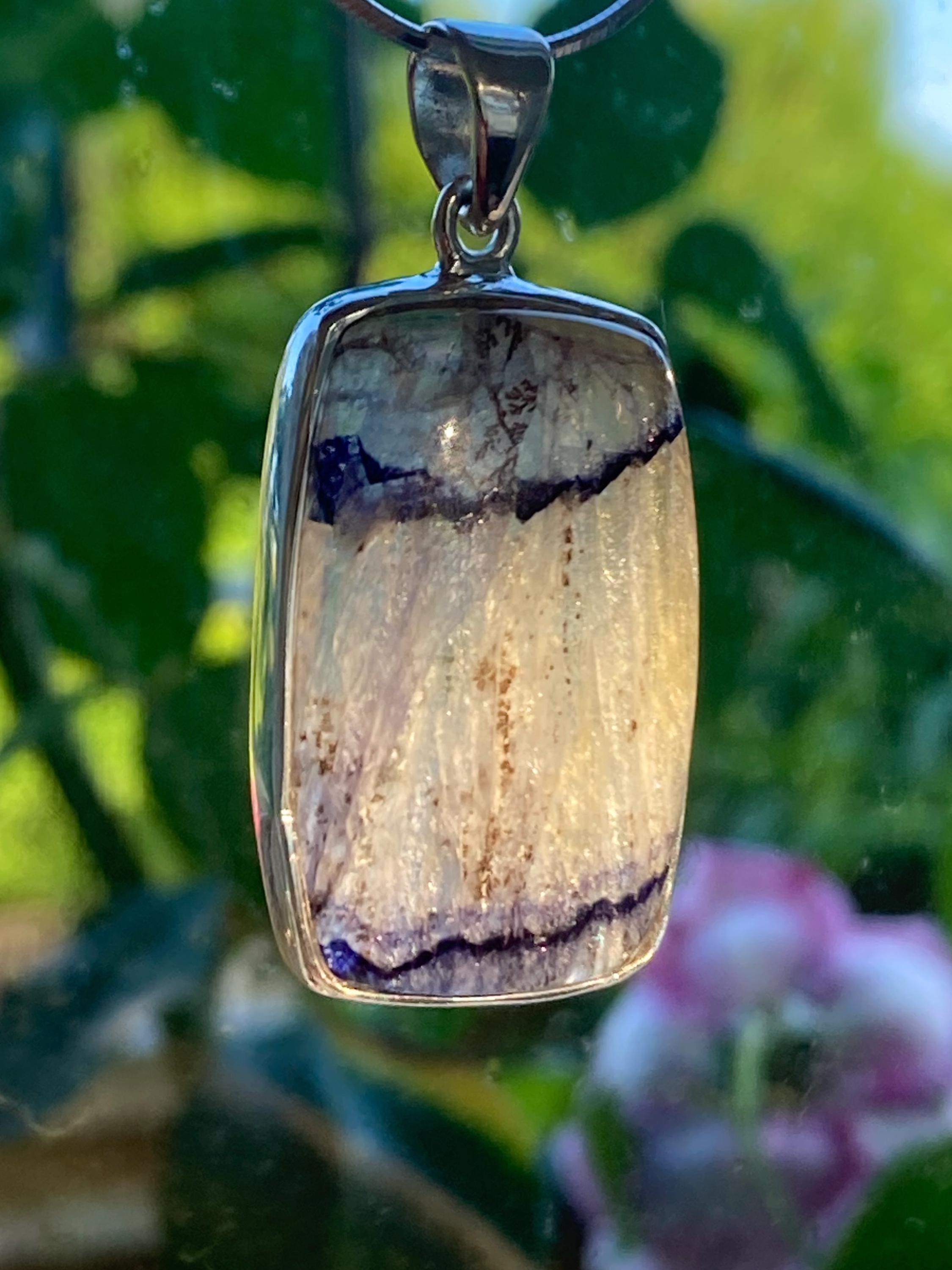 Blue John Sterling Silver Rectangular Pendant