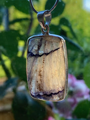 Blue John Sterling Silver Rectangular Pendant
