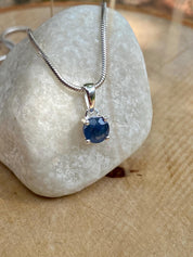 Raw Sapphire Sterling Silver Pendant