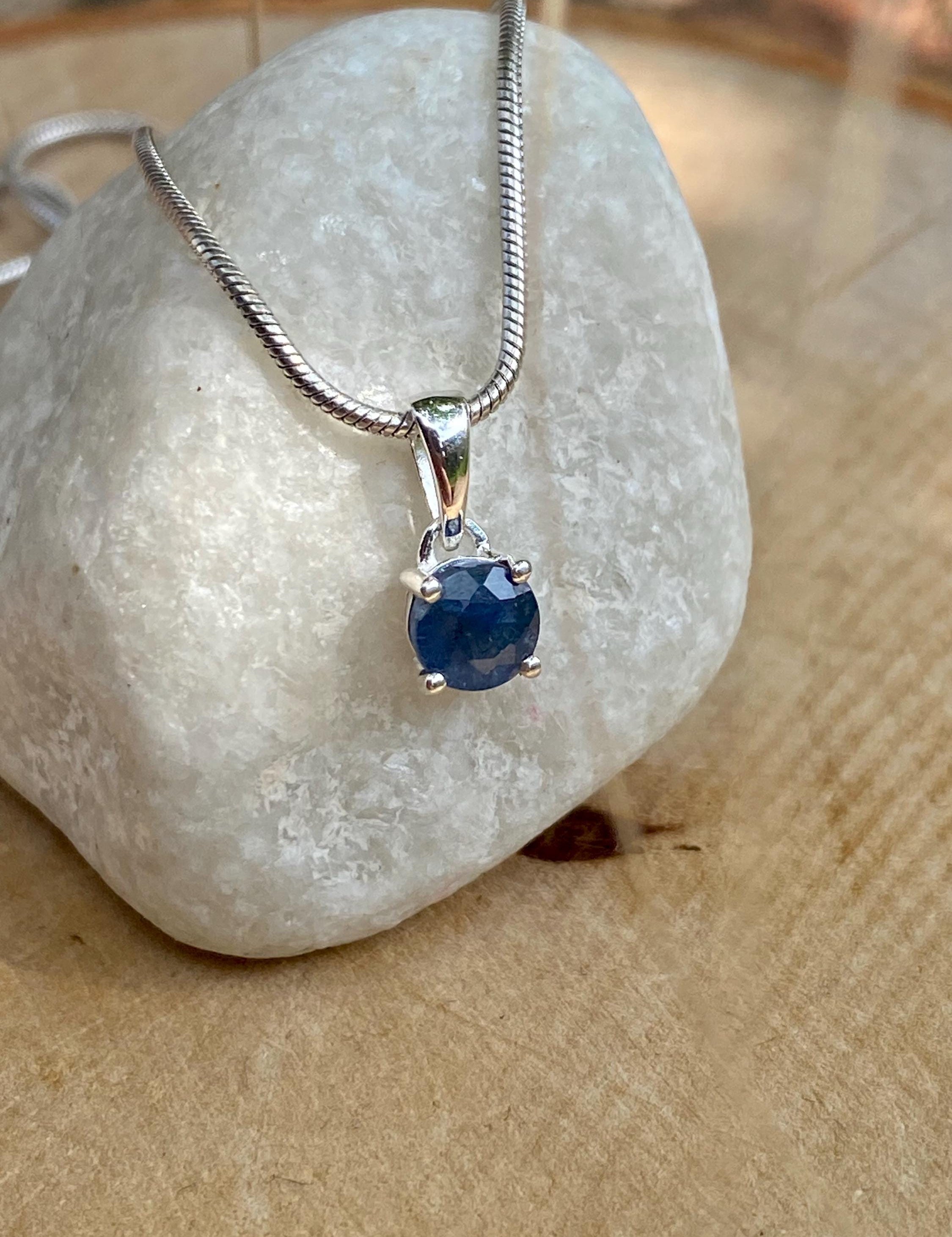Raw Sapphire Sterling Silver Pendant