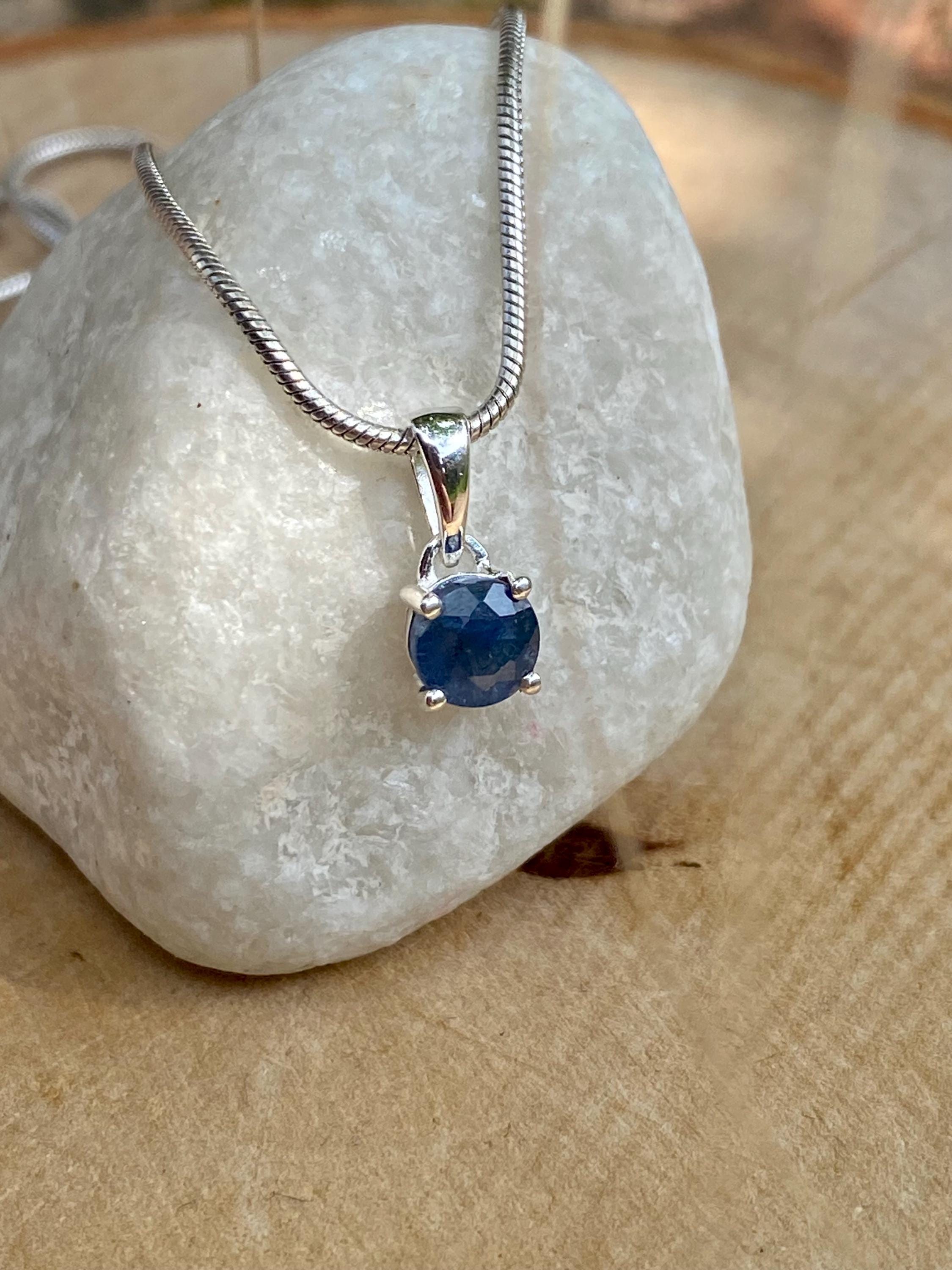 Raw Sapphire Sterling Silver Pendant