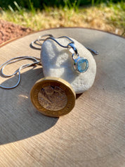 Fine CutAquamarine Sterling Silver Round Pendant
