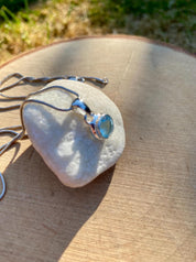 Round Cut Faceted Natural Aquamarine Sterling Silver Pendant
