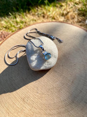 Round Cut Faceted Natural Aquamarine Sterling Silver Pendant