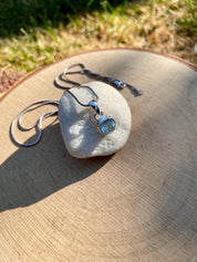 Round Cut Faceted Natural Aquamarine Sterling Silver Pendant