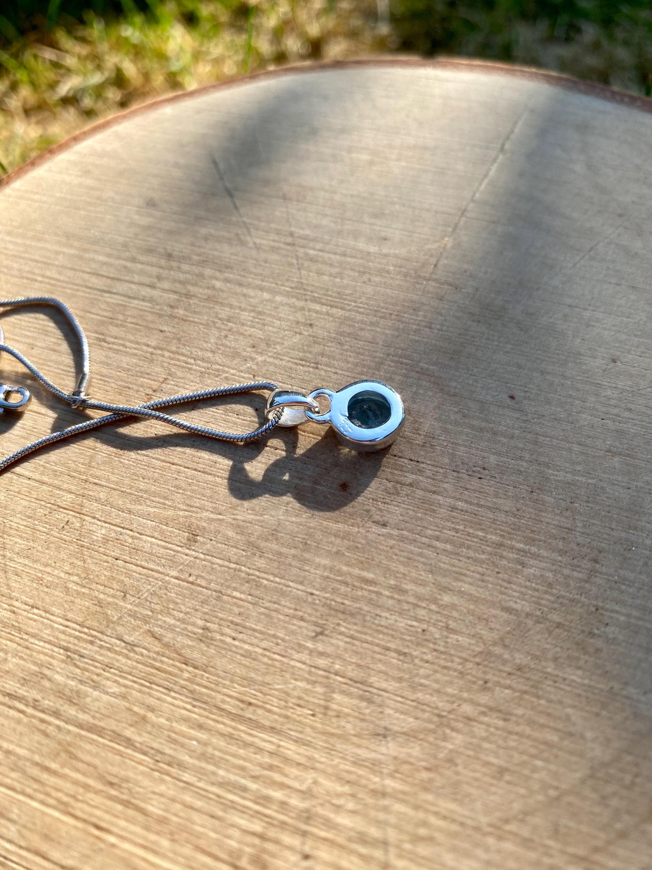 Round Cut Faceted Natural Aquamarine Sterling Silver Pendant