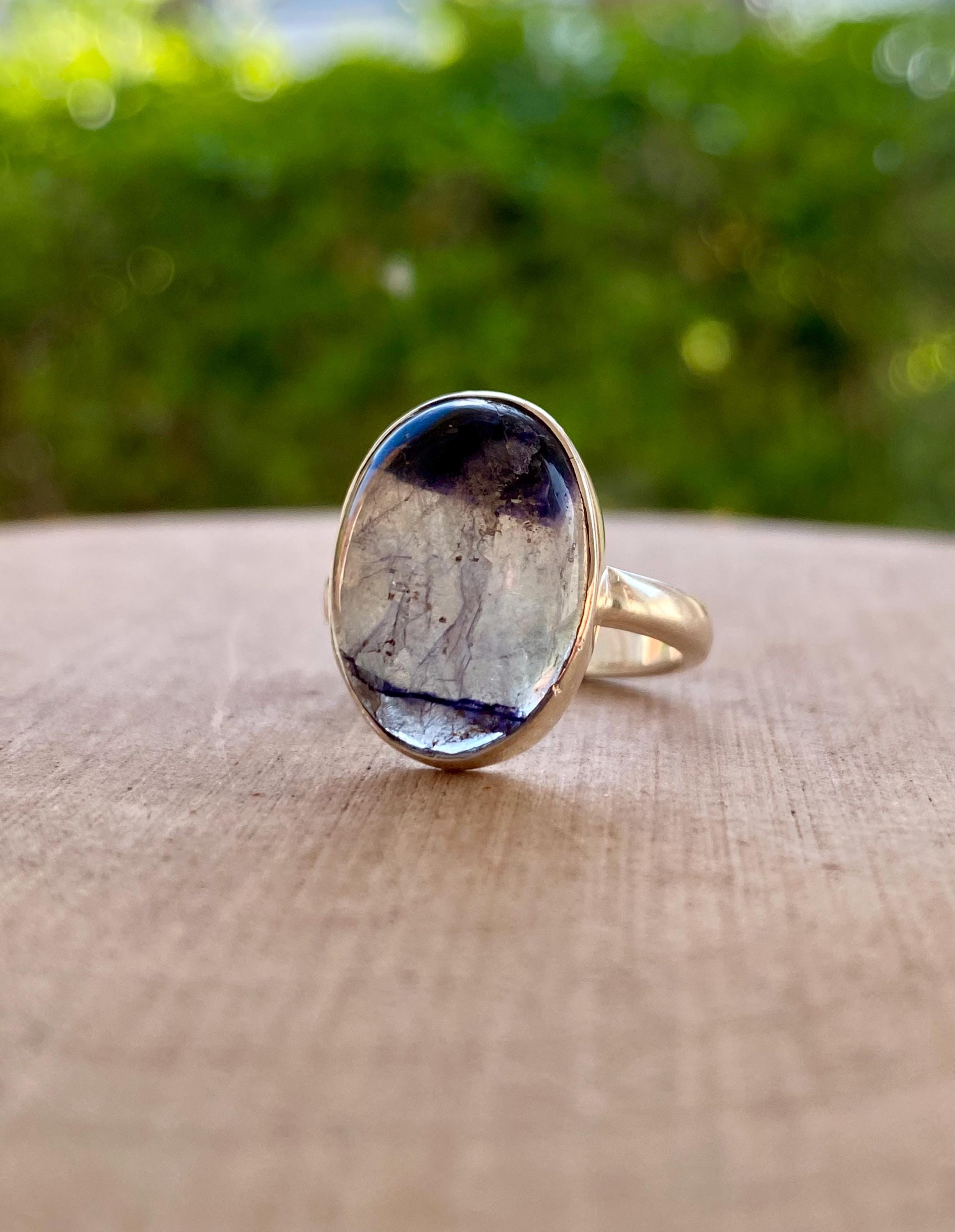 Blue John Silver Oval Ring - Extremely Rare