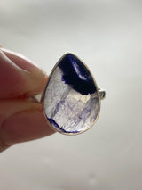 Blue John Silver Teardrop Ring - Extremely Rare