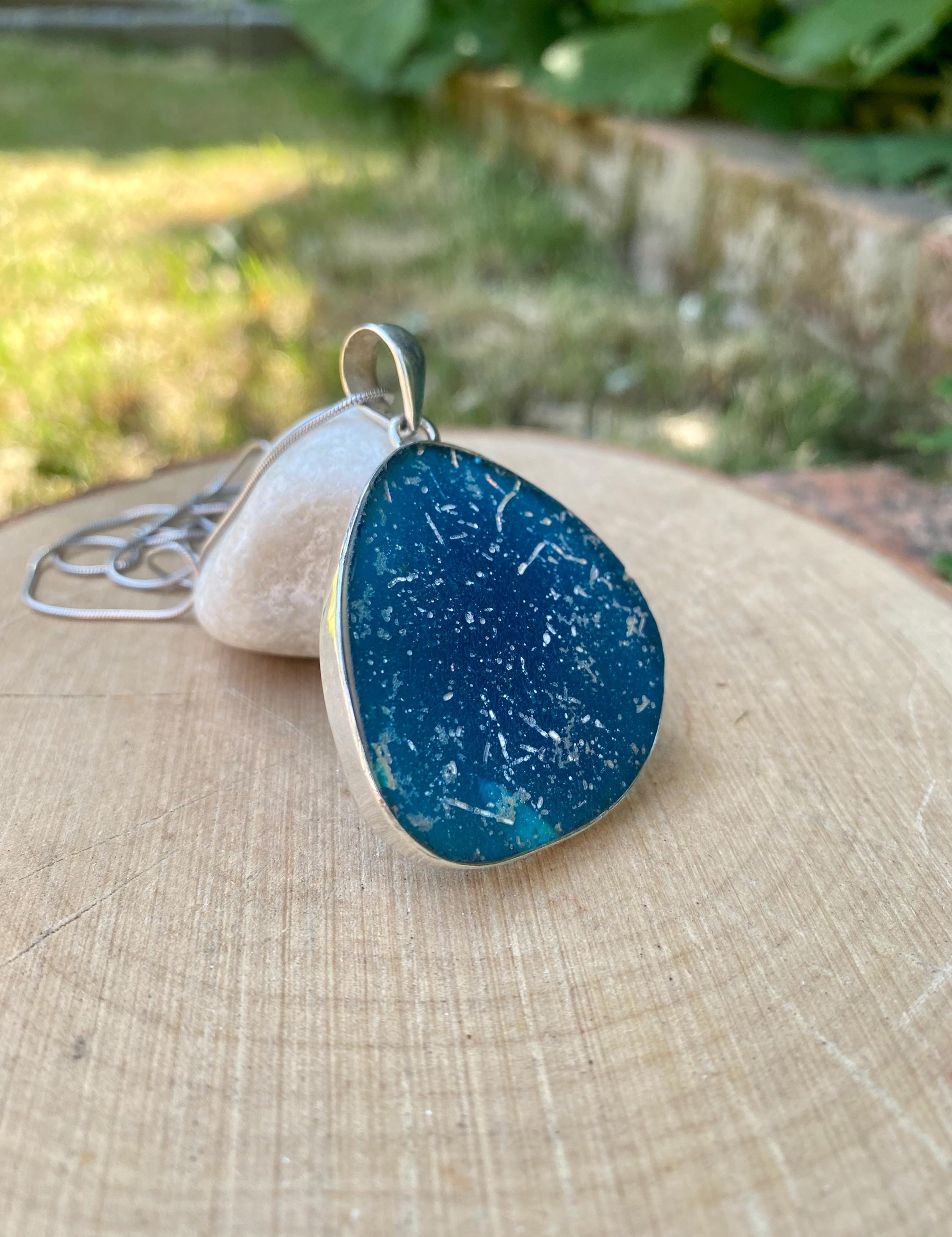 Ancient Roman Glass and Silver Pendant