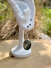 Moss Agate Silver Teardrop Earrings