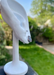 Polished Black Tourmaline and Silver Studs (A+)