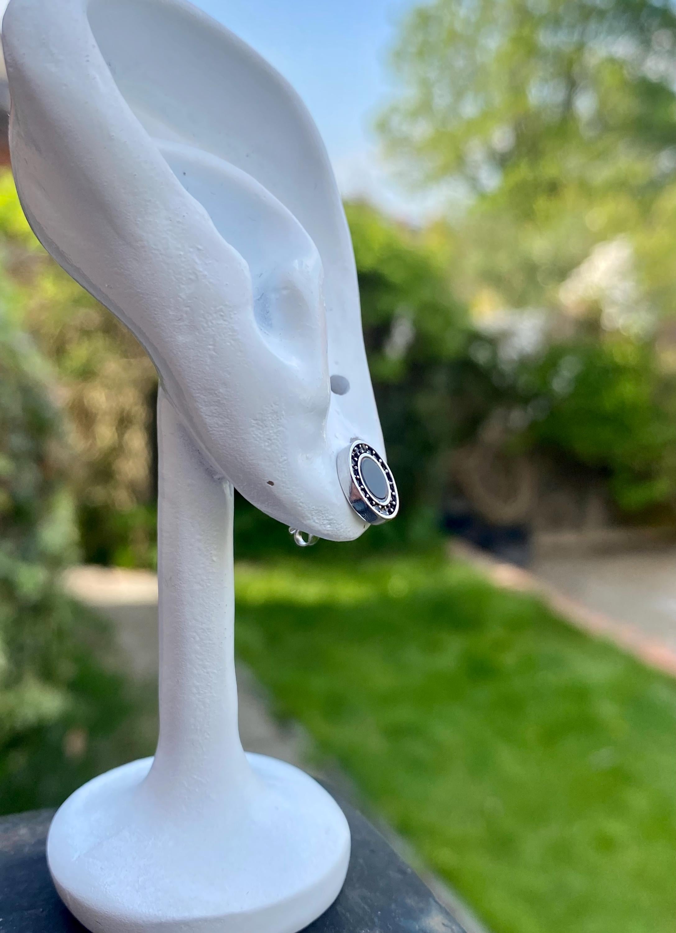 Polished Black Tourmaline and Silver Studs (A+)