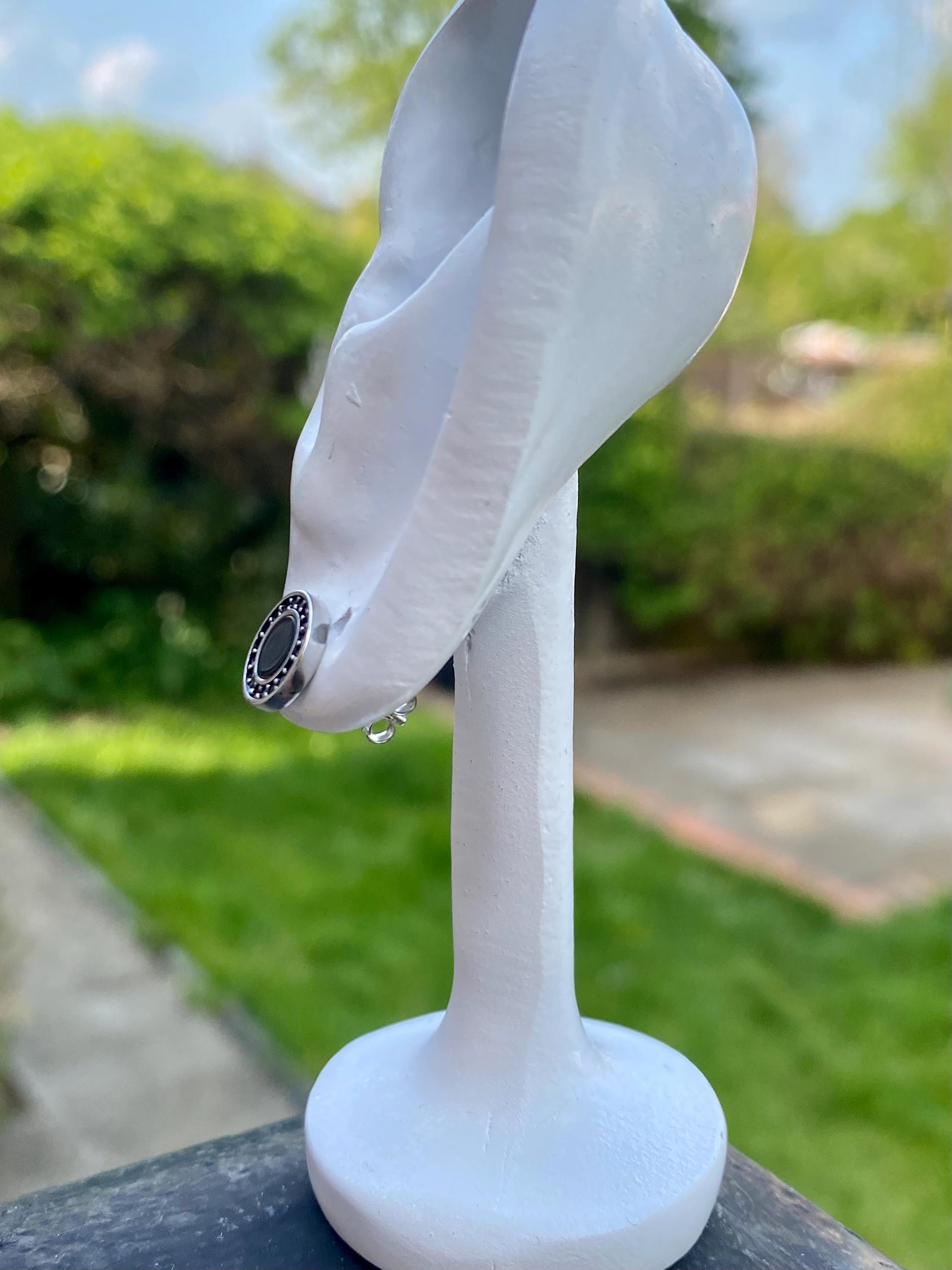 Polished Black Tourmaline and Silver Studs (A+)