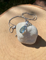 Pear Shaped Faceted Natural Aquamarine Sterling Silver Pendant