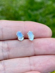 Oval Blue Fire Labradorite 925 Sterling silver studs