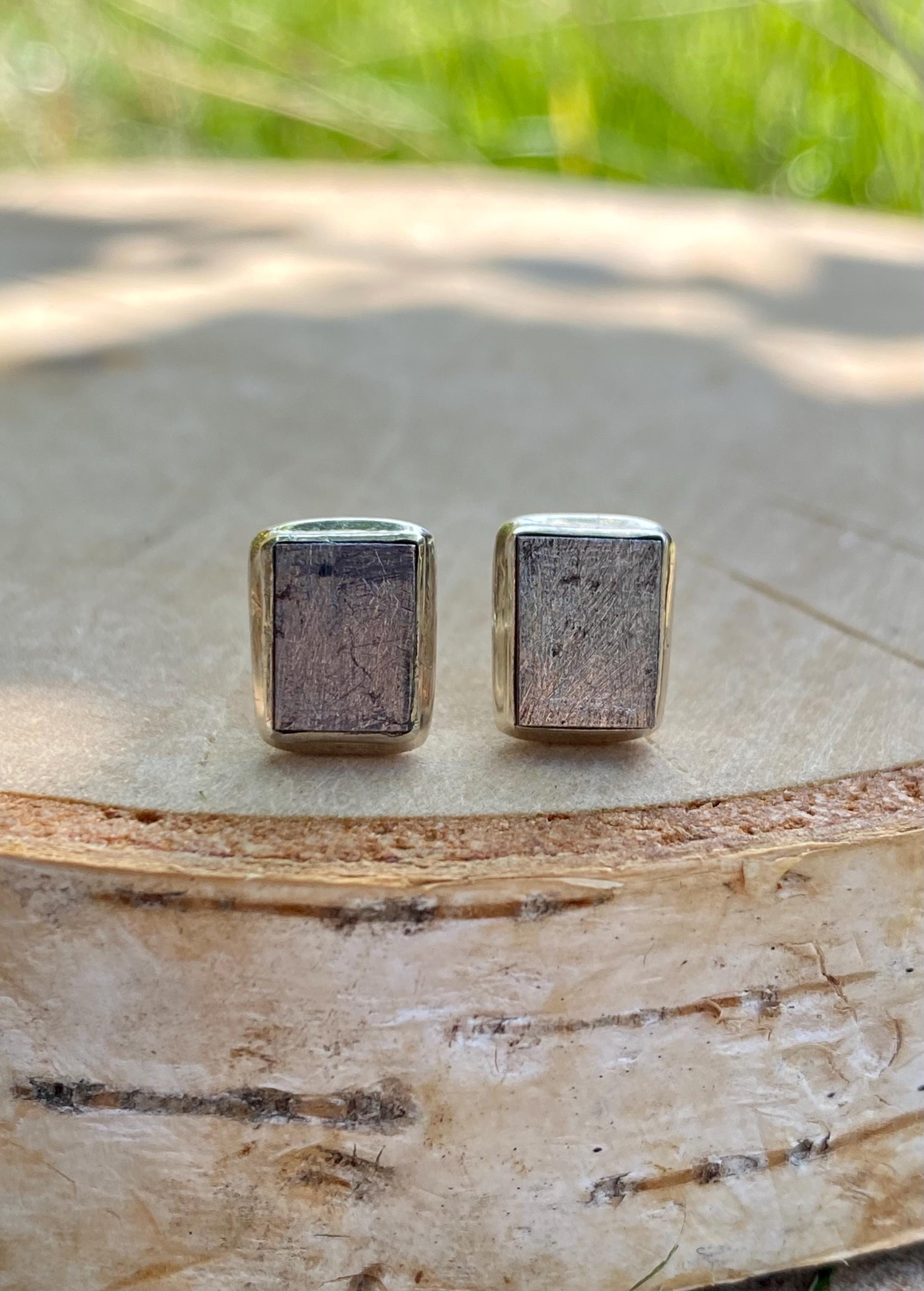 MUONIONALUSTA meteorite Sweden sterling sliver studs