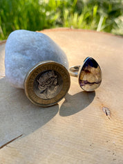 Blue John Silver Teardrop Ring - Extremely Rare