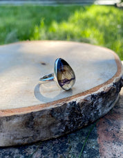 Blue John Silver Teardrop Ring - Extremely Rare