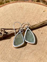 Ancient Roman Glass Dangle Earrings, 20mm x 13mm Pear Cut Sterling Silver, Handmade UK