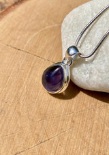 Natural Teardrop Iolite Lolite Sterling Silver Pendant