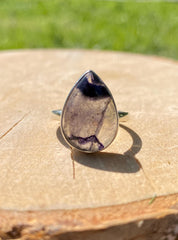 Blue John Sterling Silver Teardrop Ring - Extremely Rare