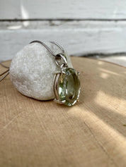 Oval Green Amethyst (Prasiolite ) Sterling Silver Pendant