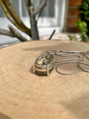 Oval Green Amethyst (Prasiolite ) Sterling Silver Pendant