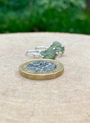 Natural Raw Moldavite Dangle Earrings Uncut Sterling Silver