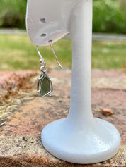 Natural Raw Moldavite Dangle Earrings Uncut Sterling Silver