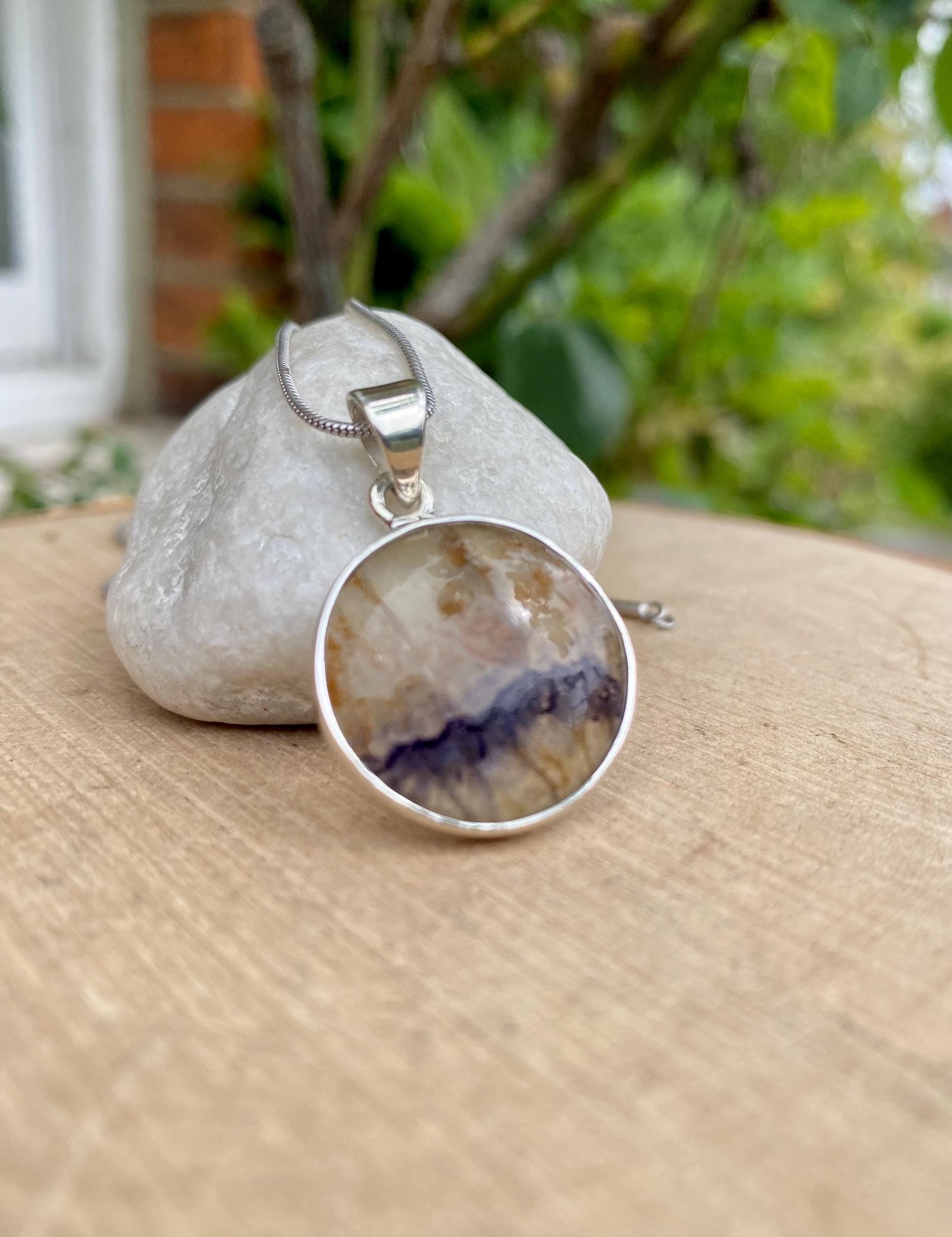 Blue John Sterling Silver Round Pendant
