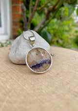 Blue John Sterling Silver Round Pendant