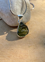Natural MOLDAVITE Sterling Silver Pendant
