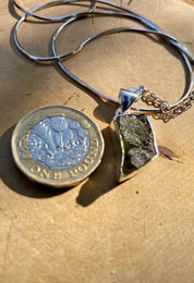 Natural MOLDAVITE Pendant, Uncut, Sterling Silver Bezel Setting, Handmade UK