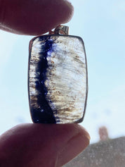 Blue John Sterling Silver Rectangular Pendant