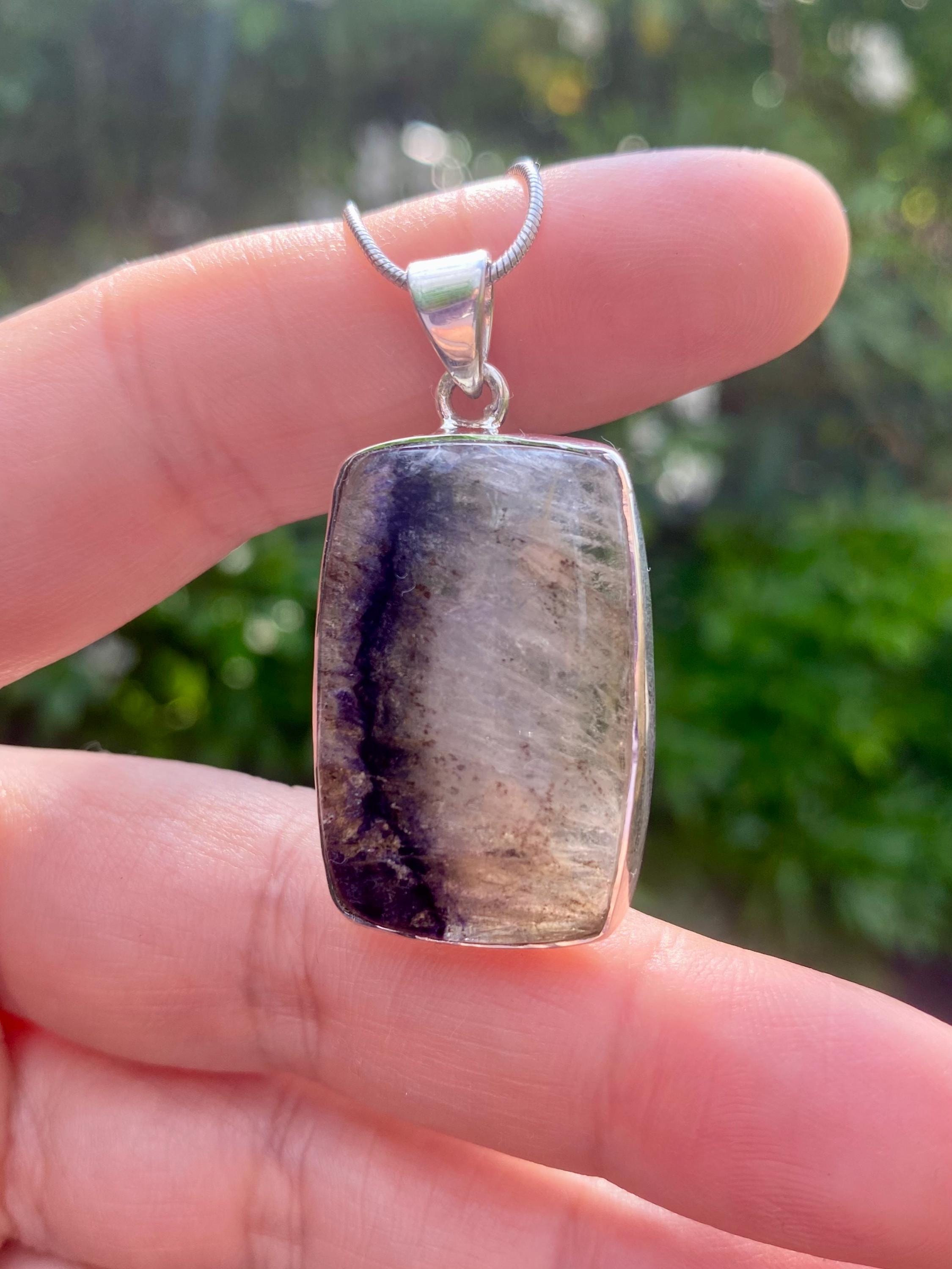 Blue John Sterling Silver Rectangular Pendant