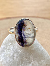 Blue John and Solid Silver Oval Ring - Extremely Rare
